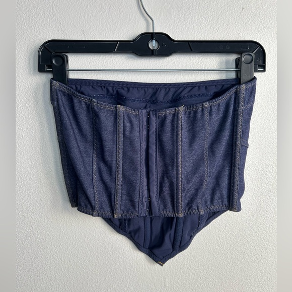 Urban Outfitters Out From Under Strapless Denim Bustier Corset Top Size L - Picture 7 of 11
